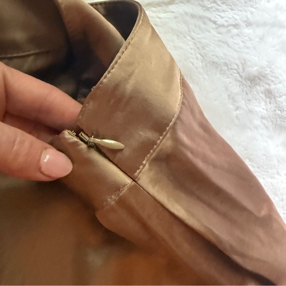 Express | Hi Low Satin Ruffle Maxi Skirt in Bronze NWT - Picture 8 of 12